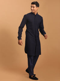 Thumbnail for Shrestha by Vastramay Men's Navy Blue Cotton Blend Kurta Pyjama Set - Distacart