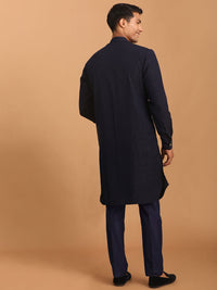 Thumbnail for Shrestha by Vastramay Men's Navy Blue Cotton Blend Kurta Pyjama Set - Distacart