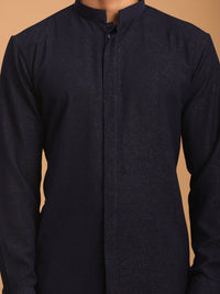Thumbnail for Shrestha by Vastramay Men's Navy Blue Cotton Blend Kurta Pyjama Set - Distacart