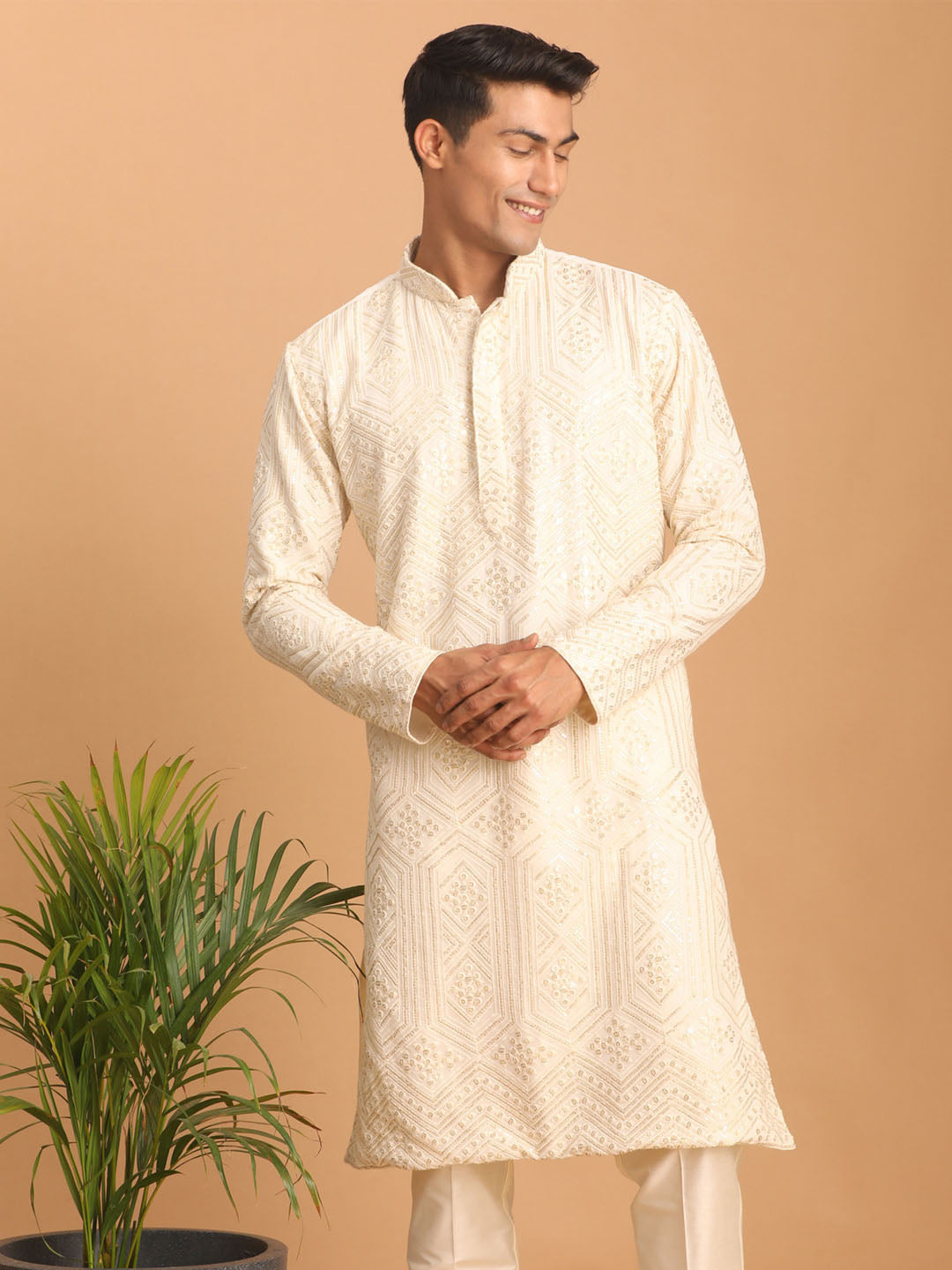 Shrestha by Vastramay Men's Cream Cotton Blend Kurta - Distacart