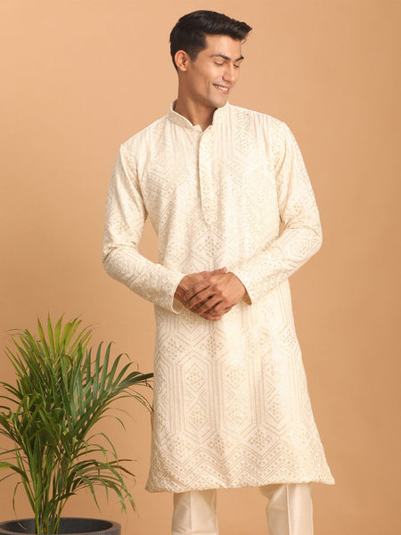 Shrestha by Vastramay Men's Cream Cotton Blend Kurta - Distacart