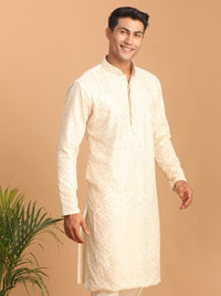 Thumbnail for Shrestha by Vastramay Men's Cream Cotton Blend Kurta - Distacart