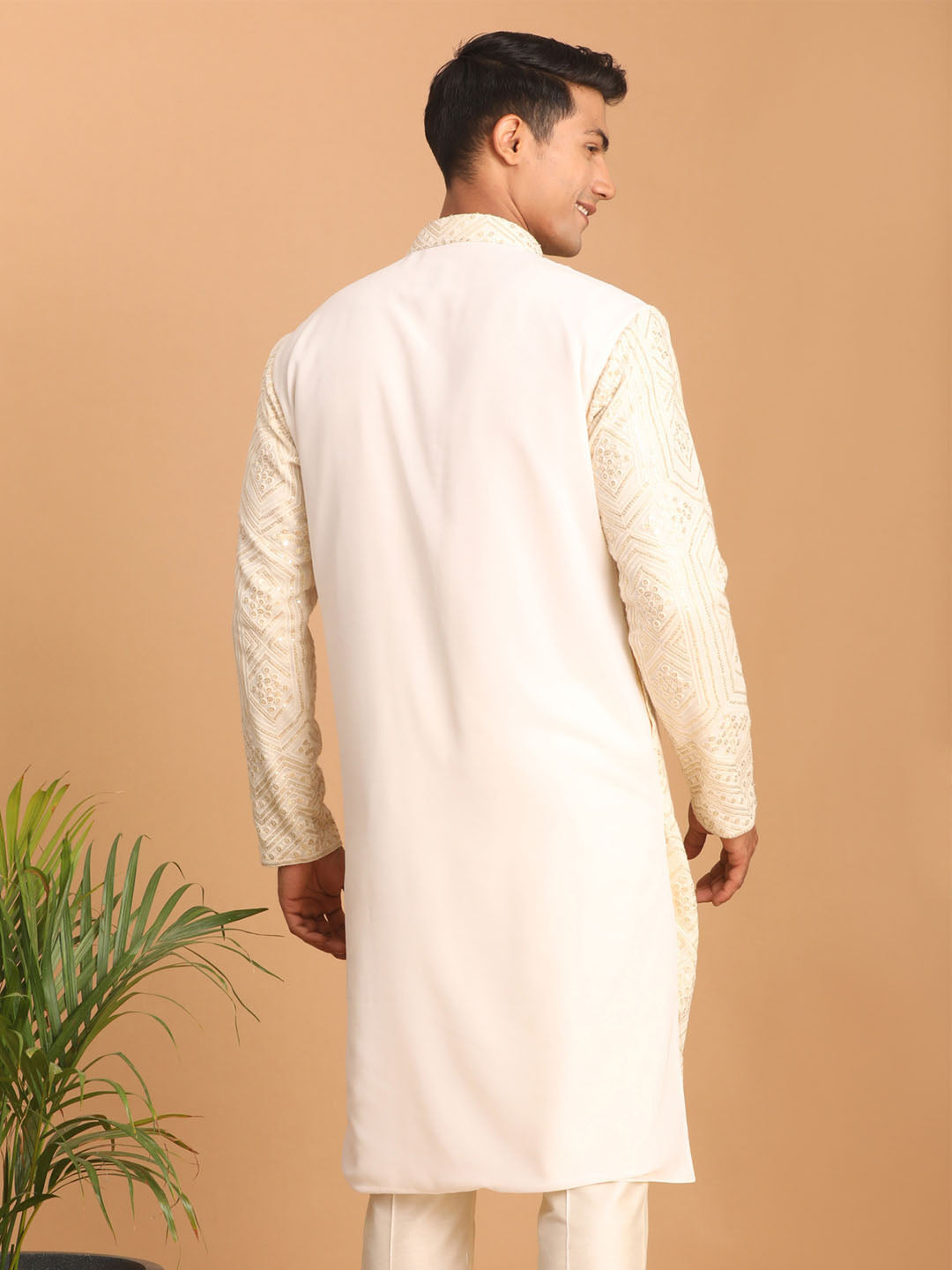 Shrestha by Vastramay Men's Cream Cotton Blend Kurta - Distacart