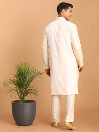 Thumbnail for Shrestha by Vastramay Men's Cream Cotton Blend Kurta Pyjama Set - Distacart