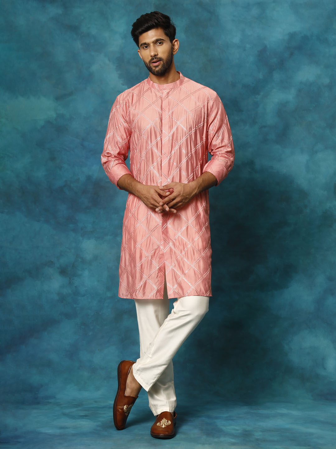 Shrestha by Vastramay Men's Onion Pink Viscose Kurta Pyjama Set - Distacart