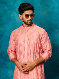 Thumbnail for Shrestha by Vastramay Men's Onion Pink Viscose Kurta Pyjama Set - Distacart