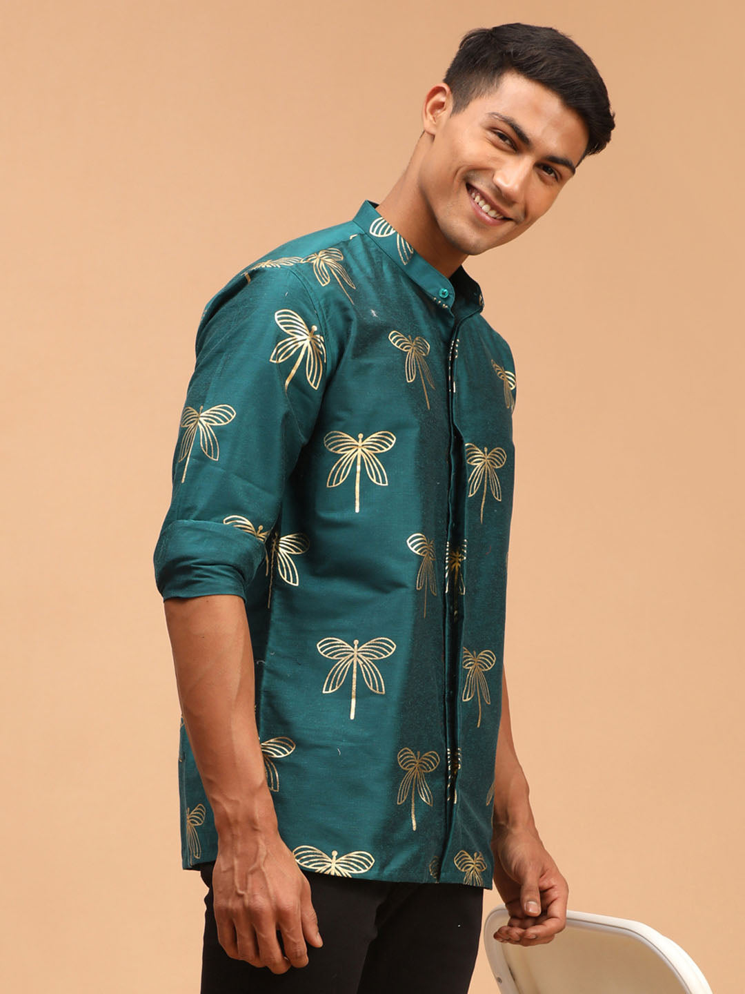 Vastramay Men's Green Viscose Ethnic Shirt - Distacart