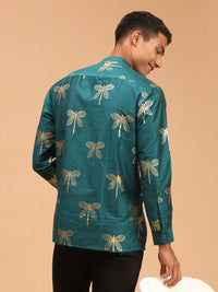 Thumbnail for Vastramay Men's Green Viscose Ethnic Shirt - Distacart