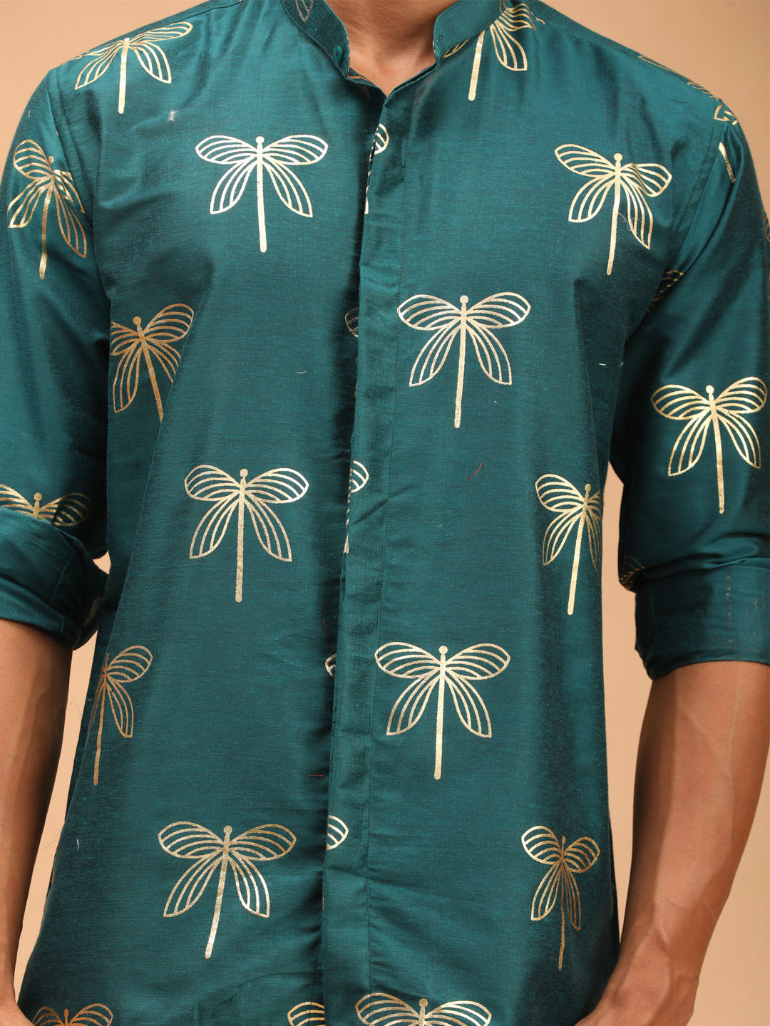 Vastramay Men's Green Viscose Ethnic Shirt - Distacart