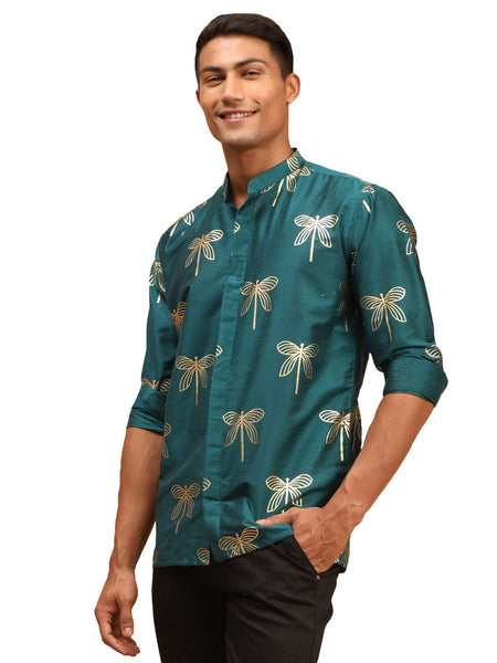 Vastramay Men's Green Viscose Ethnic Shirt - Distacart