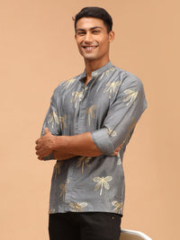 Thumbnail for Vastramay Men's Grey Viscose Ethnic Shirt - Distacart