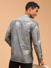 Thumbnail for Vastramay Men's Grey Viscose Ethnic Shirt - Distacart