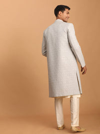 Thumbnail for Shrestha by Vastramay Men's Grey And Cream Cotton Blend Ethnic Combo Set - Distacart
