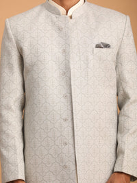 Thumbnail for Shrestha by Vastramay Men's Grey And Cream Cotton Blend Ethnic Combo Set - Distacart