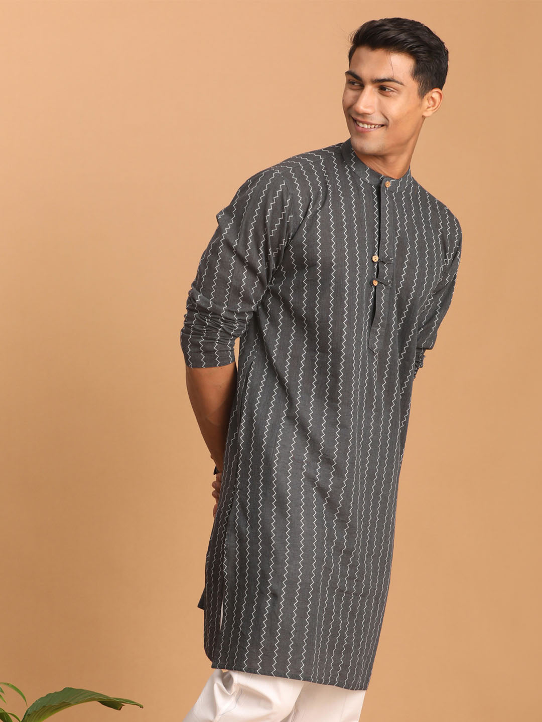 Shvaas by Vastramay Men's Grey Cotton Kurta - Distacart