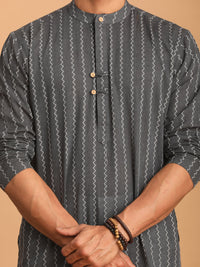 Thumbnail for Shvaas by Vastramay Men's Grey Cotton Kurta - Distacart