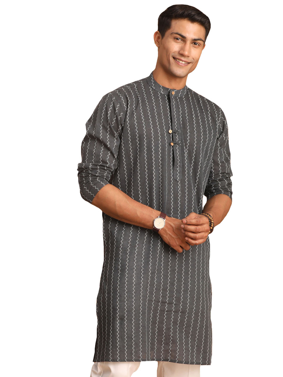 Shvaas by Vastramay Men's Grey Cotton Kurta - Distacart