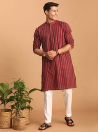 Thumbnail for Shvaas by Vastramay Men's Maroon And White Cotton Kurta Pyjama Set - Distacart