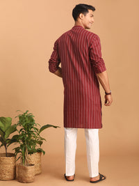Thumbnail for Shvaas by Vastramay Men's Maroon And White Cotton Kurta Pyjama Set - Distacart