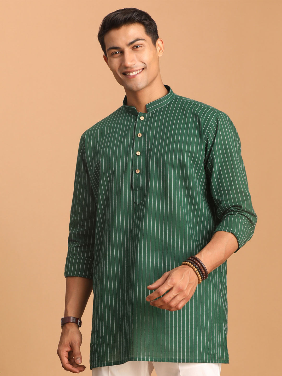 Shvaas by Vastramay Men's Green Cotton Short Kurta - Distacart