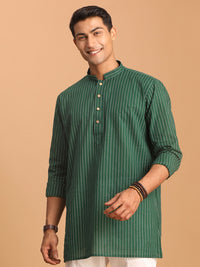 Thumbnail for Shvaas by Vastramay Men's Green Cotton Short Kurta - Distacart