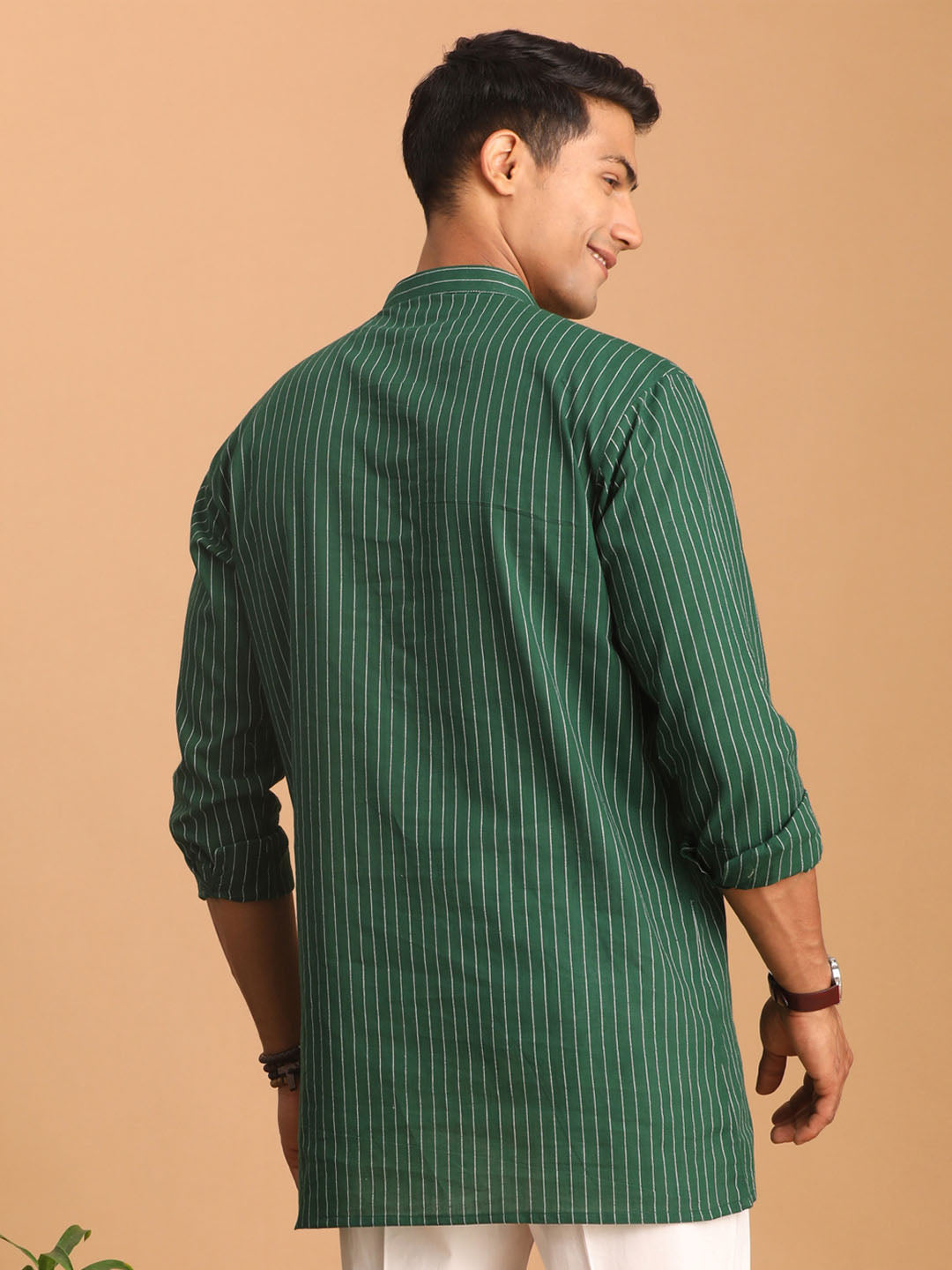 Shvaas by Vastramay Men's Green Cotton Short Kurta - Distacart