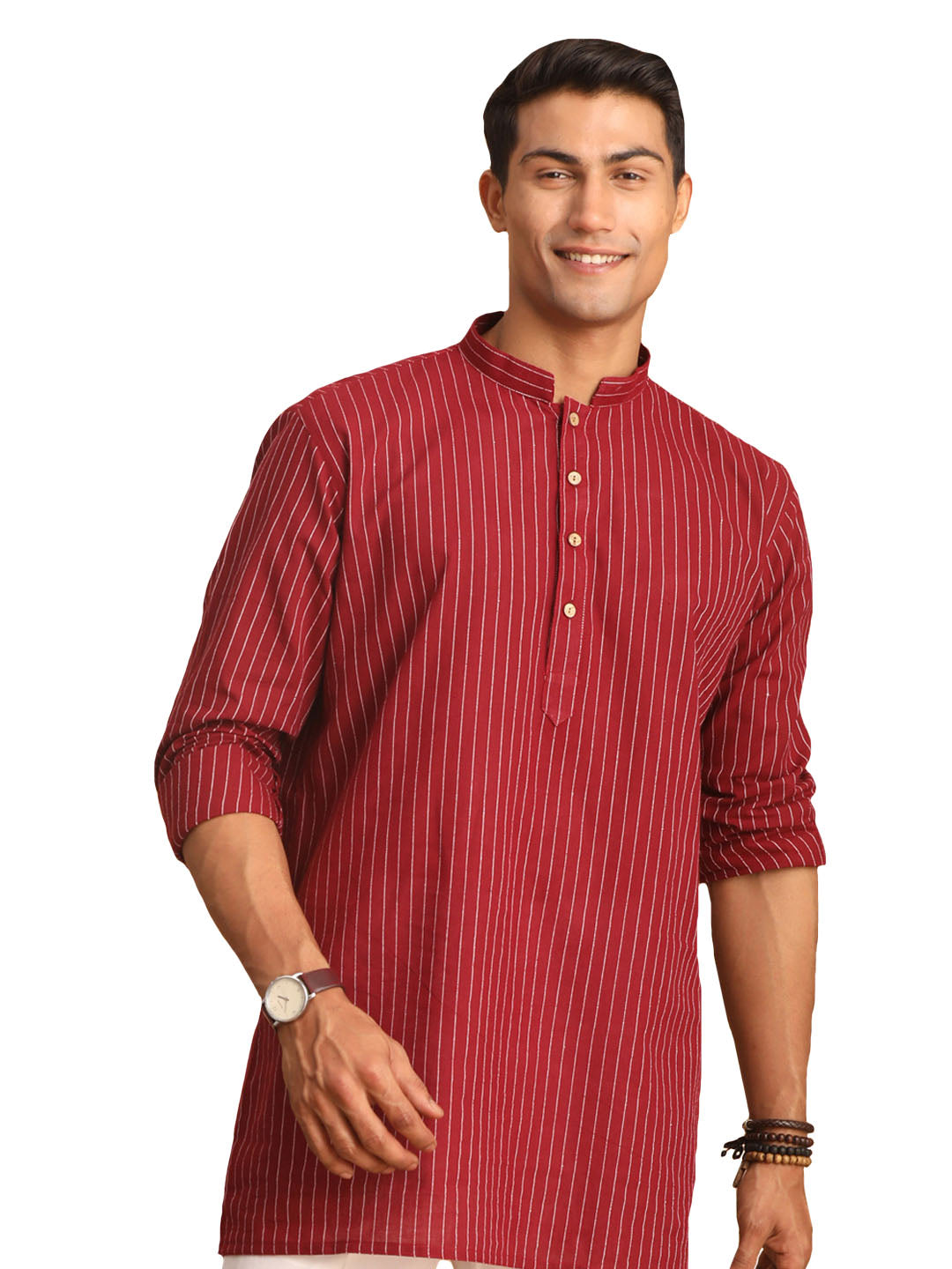 Shvaas by Vastramay Men's Maroon Cotton Short Kurta - Distacart