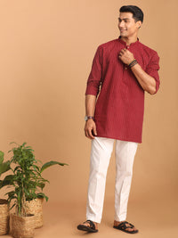 Thumbnail for Shvaas by Vastramay Men's Maroon And White Cotton Kurta Pyjama Set - Distacart