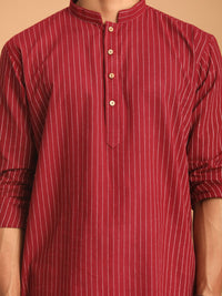 Thumbnail for Shvaas by Vastramay Men's Maroon And White Cotton Kurta Pyjama Set - Distacart