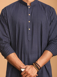 Thumbnail for Shvaas by Vastramay Men's Navy Blue And White Cotton Kurta Pyjama Set - Distacart