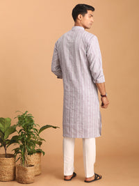 Thumbnail for Shvaas by Vastramay Men's Purple And White Cotton Kurta And Pyjama Set - Distacart