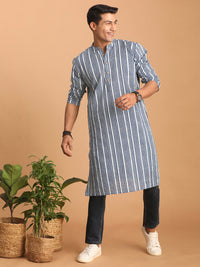 Thumbnail for Shvaas by Vastramay Men's Indigo Blue Cotton Kurta - Distacart