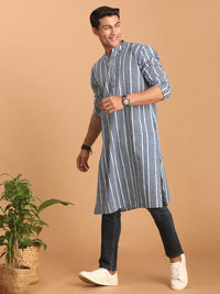 Thumbnail for Shvaas by Vastramay Men's Indigo Blue Cotton Kurta - Distacart