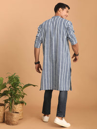 Thumbnail for Shvaas by Vastramay Men's Indigo Blue Cotton Kurta - Distacart