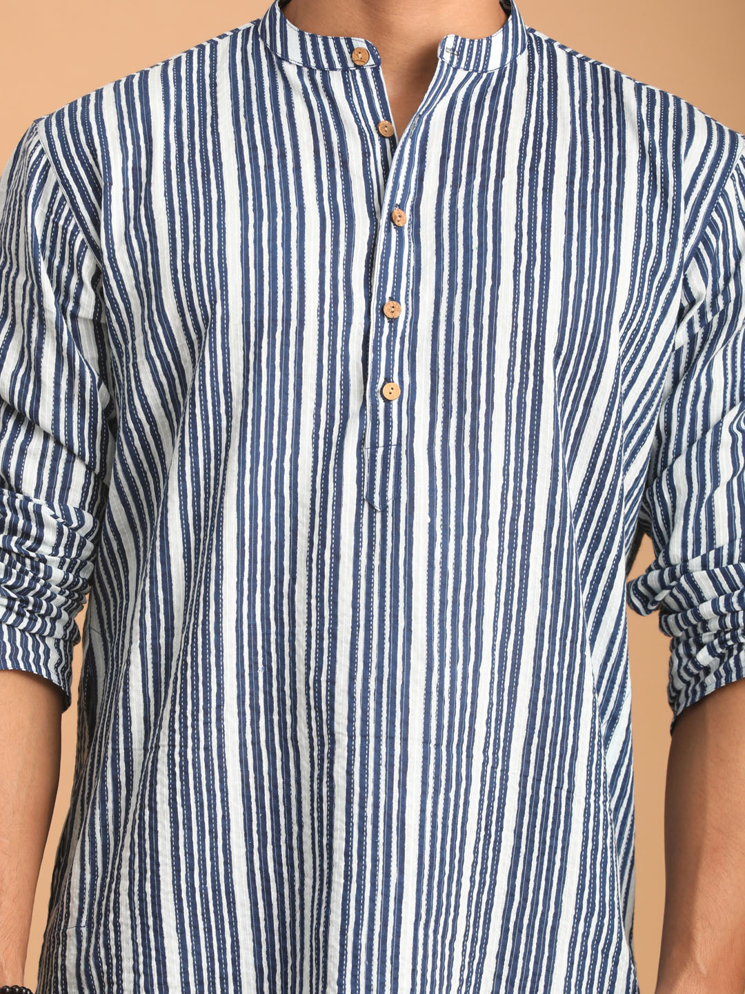 Shvaas by Vastramay Men's Indigo Blue Cotton Kurta - Distacart