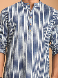 Thumbnail for Shvaas by Vastramay Men's Indigo Blue Cotton Kurta - Distacart