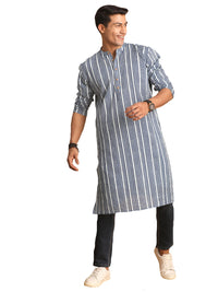 Thumbnail for Shvaas by Vastramay Men's Indigo Blue Cotton Kurta - Distacart