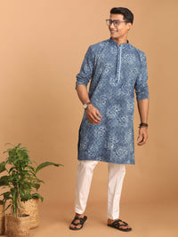Thumbnail for Shvaas by Vastramay Men's Indigo Blue And White Cotton Kurta And Pyjama Set - Distacart