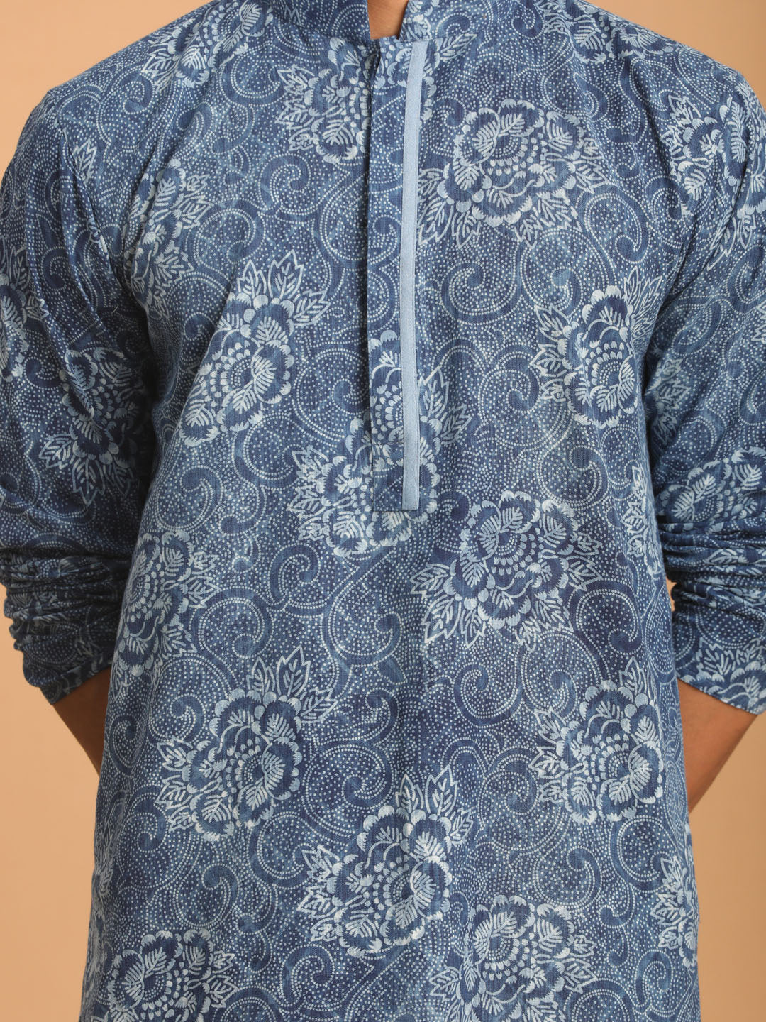 Shvaas by Vastramay Men's Indigo Blue And White Cotton Kurta And Pyjama Set - Distacart