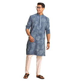 Thumbnail for Shvaas by Vastramay Men's Indigo Blue And White Cotton Kurta And Pyjama Set - Distacart
