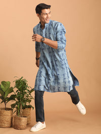 Thumbnail for Shvaas by Vastramay Men's Indigo Blue Cotton Kurta - Distacart