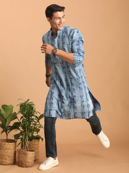 Shvaas by Vastramay Men's Indigo Blue Cotton Kurta - Distacart