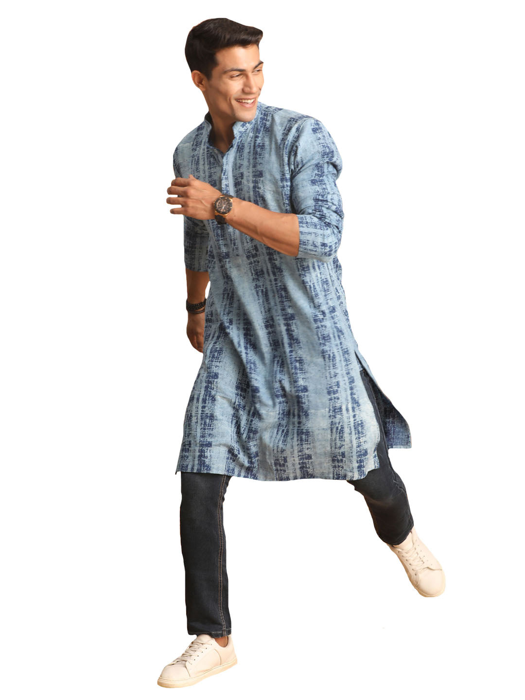 Shvaas by Vastramay Men's Indigo Blue Cotton Kurta - Distacart