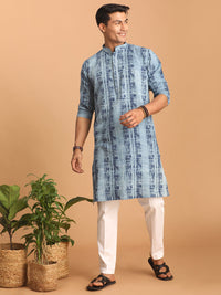 Thumbnail for Shvaas by Vastramay Men's Indigo Blue And White Cotton Kurta Pyjama Set - Distacart