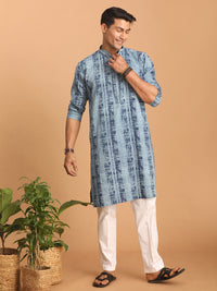 Thumbnail for Shvaas by Vastramay Men's Indigo Blue And White Cotton Kurta Pyjama Set - Distacart