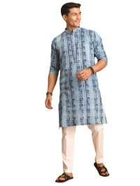 Thumbnail for Shvaas by Vastramay Men's Indigo Blue And White Cotton Kurta Pyjama Set - Distacart