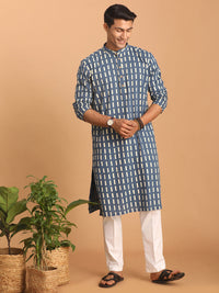 Thumbnail for Shvaas by Vastramay Men's Indigo Blue And White Cotton Kurta And Pyjama Set - Distacart
