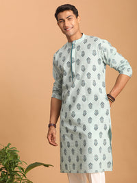 Thumbnail for Shvaas by Vastramay Men's Aqua Cotton Kurta - Distacart