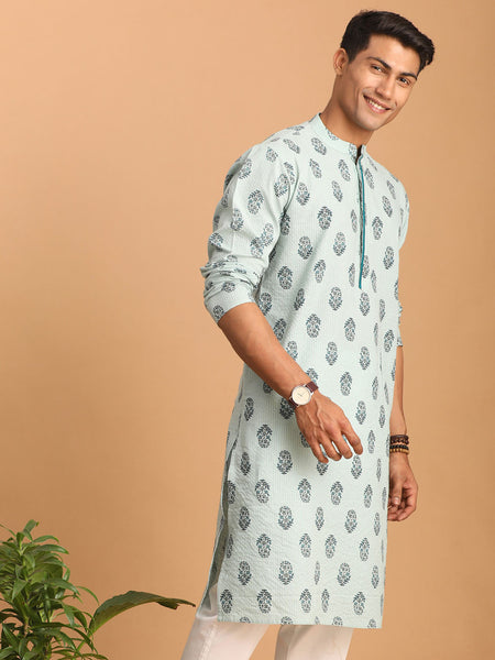 Shvaas by Vastramay Men's Aqua Cotton Kurta - Distacart