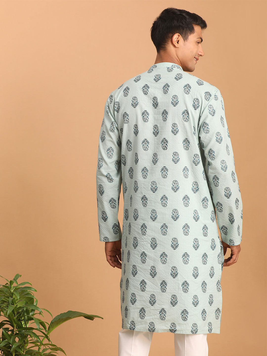 Shvaas by Vastramay Men's Aqua Cotton Kurta - Distacart